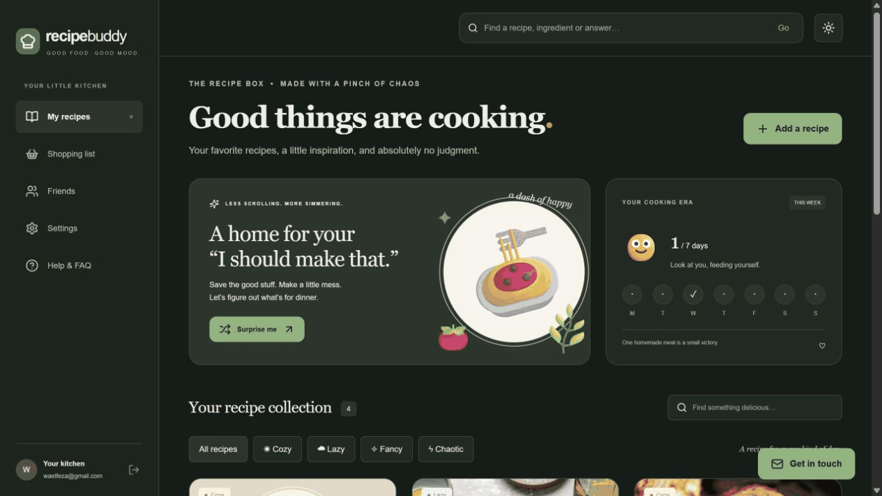 Démonstration de Recipe Buddy